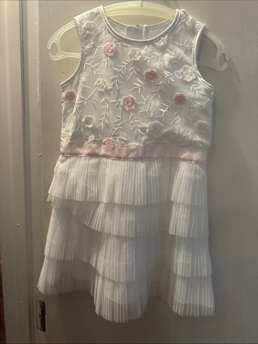 BCBGirls White Dress with Pink Floral Embroidery